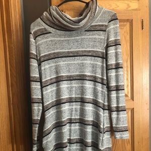 gray cowl-neck sweater dress